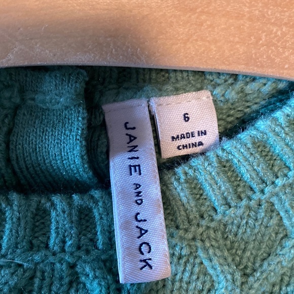 Janie And Jack Kid's Green Puffed Sleeve Knit Sweater Size 6 - Picture 3 of 5